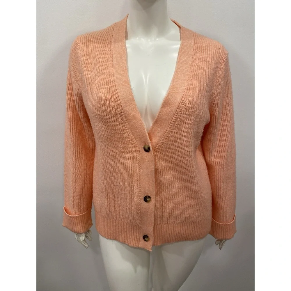 Talbots Plus Cardigan Button Front Sweater Peach Size 2X Librarian Sweater